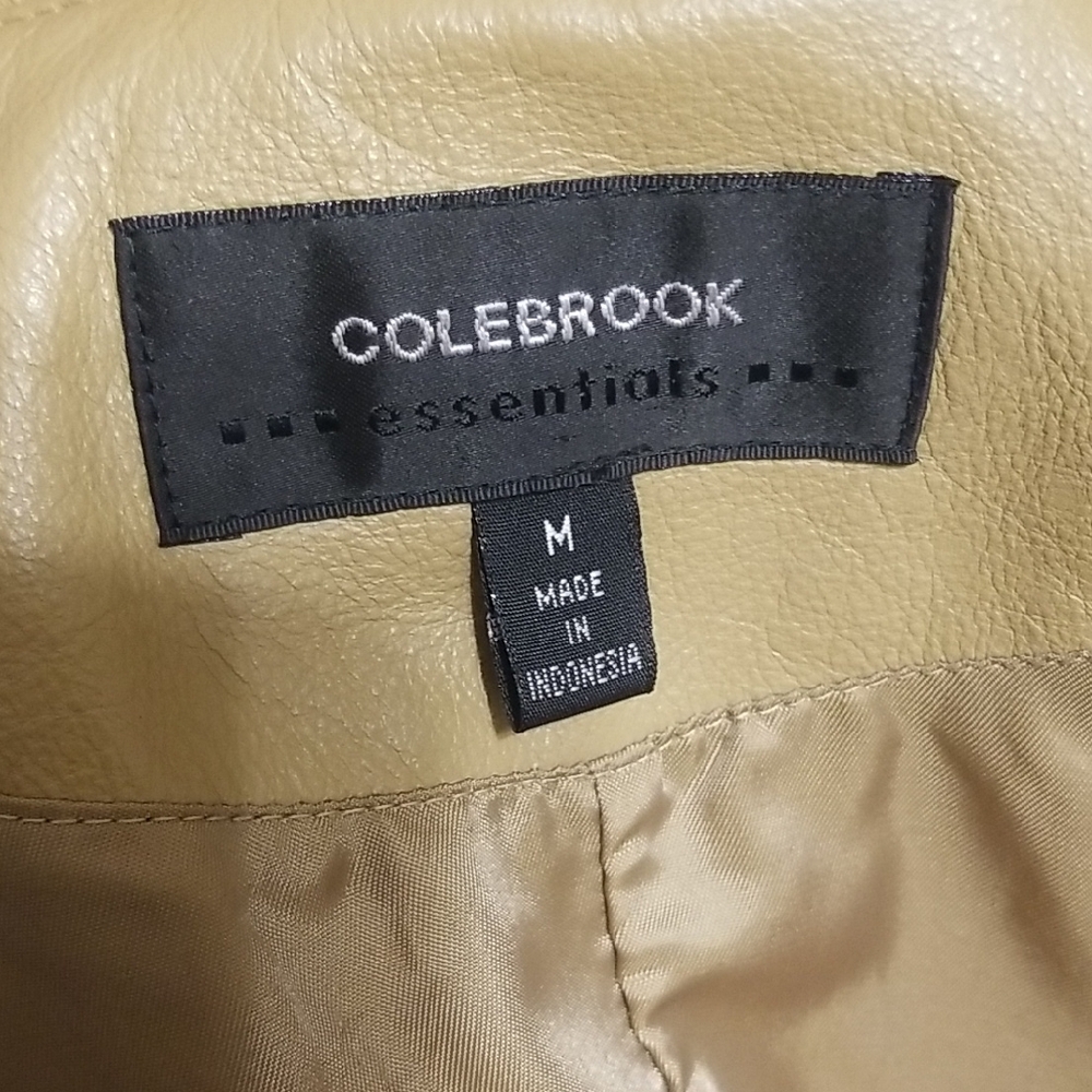 Colebrook 100% Leather Classic Tan Warm Long Button Down Coat Jacket Neutral - M - Picture 11 of 16